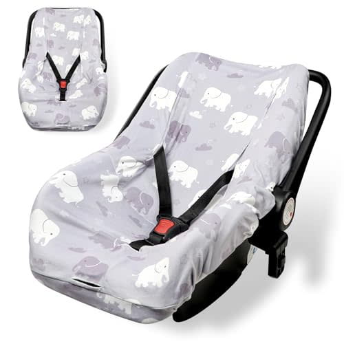 TANOFAR Baby Car Seat Cover Liner, Infant Carseat Cover Liner and Protection for Boys Girls, Universal Fit Car Seat Protective Cover, Soft Comfortable, Machine Washable, Grey Elephant