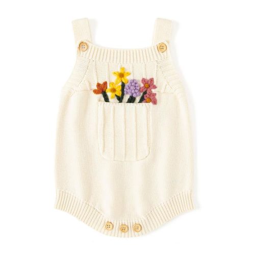 Simplee kids Baby Girls Sunflower Knit Rompers Knit Clothes for Newborn Baby Girls