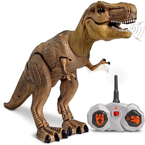 Discovery™ Remote Control T-Rex Dinosaur – Realistic Jurassic RC Action Figure with Walking Legs, Roaring Sounds, Chomping Mouth| Dinosaur Toys for Kids| Boys Toys RC Car Gift| Fun Dino for Ages 6+