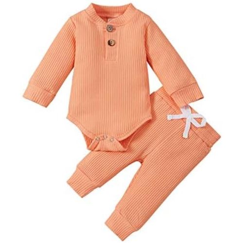 One opening Toddler Baby Boy Girl Clothes Outfits Ribbed Long Sleeve Pullover Sweatshirts Pants Newborn Girl Outfit Set