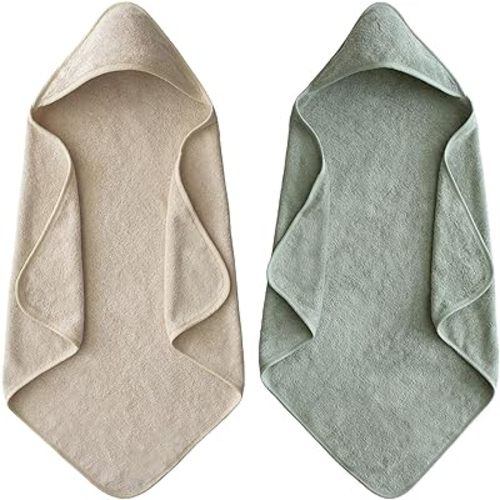 2 Pcs Muslin Hooded Baby Bath Towel - Ultra Absorbent Coral Velvet, Skin Friendly & Soft - Ideal for Newborns to Kids