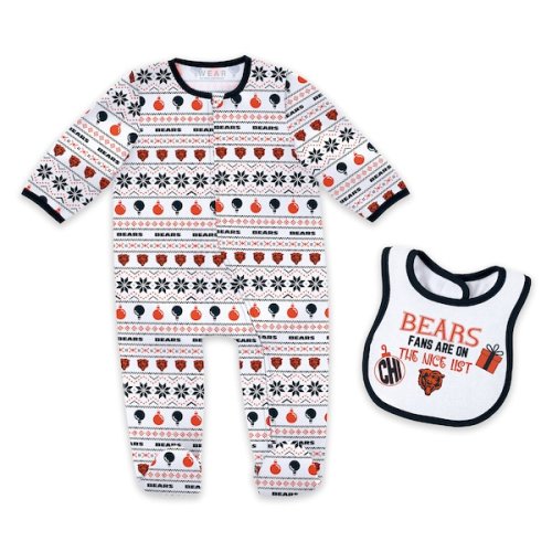 Newborn & Infant Chicago Bears WEAR by Erin Andrews Allover Print Full-Zip Sleeper & Bib Set