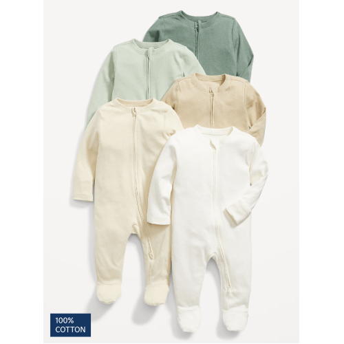 Unisex 2-Way-Zip Sleep & Play Footed One-Piece 5-Pack for Baby