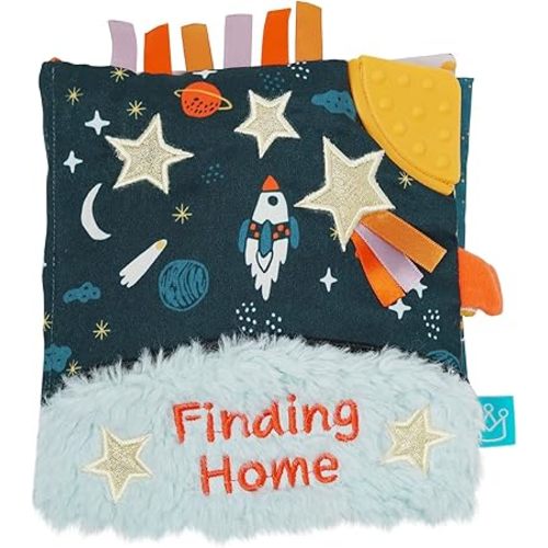 Manhattan Toy Little Rocket Finds Home Soft Activity Crinkle Book for Baby & Toddler with Tethered Characters Small