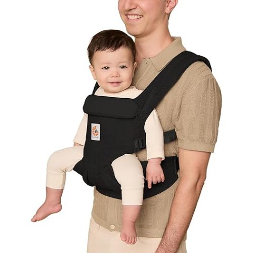 Ergobaby Omni Classic Baby Sling Carrier Newborn to Toddler - Breathable Baby Carriers for Summer - All-Position Carrier for Newborn to Toddler with Lumbar Support (7-45 Pounds), Cotton, Pure Black