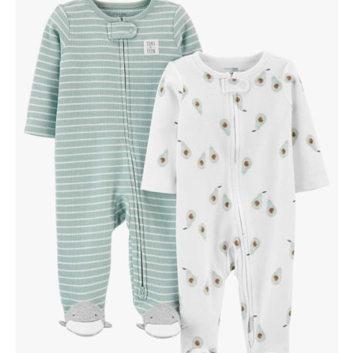 Simple Joys by Carter's unisex-baby 2-way Zip Thermal Footed Sleep and Play, Pack of 2