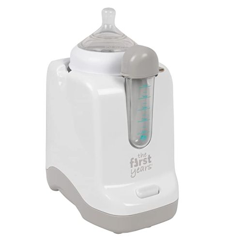 The First Years Baby Bottle Warmer and Sterilizer - Pacifier and Bottle Nipple Sanitizer - Feeding Baby Essentials for Formula or Breast Milk - Holds Multiple Sizes - 2 in 1 Bottle Warmer