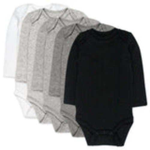 5-Pack Organic Cotton Long Sleeve Bodysuits | Honest Baby Clothing - Gray Ombre, 6-9 M