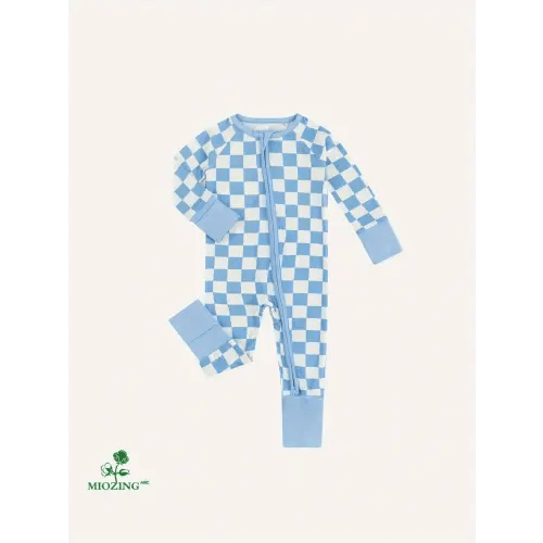 baby checkered romper jumpsuit blue white - Temu