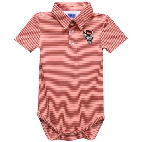 NC State Wolfpack Vive La Fete Infant Polo Pencil Stripe Bodysuit - Red