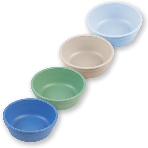 Re-Play 12 oz. Toddler Bowls Set of 4 - Kids Deep-Walled, Durable & Reusable Snack and Meal Bowls, Dishwasher & Microwave Safe, BPA-Free, Made in USA from Recycled Plastic, Meadow