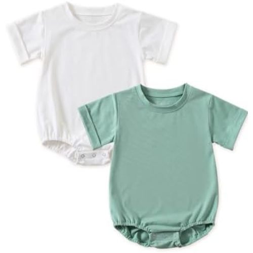 Jimonda Bubble Romper, Short Sleeve Bodysuit Organic Cotton 2Pcs