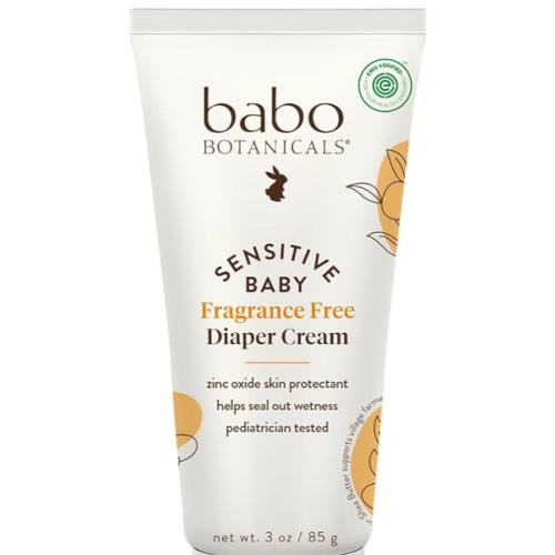 Babo Botanicals Sensitive Baby Fragrance-Free Diaper Cream - 25% Natural Zinc Oxide - Calendula, Shea & Cocoa Butter - EWG Verified - Vegan- from Birth on - 1 or 2 Pack Tube - 6oz Jar