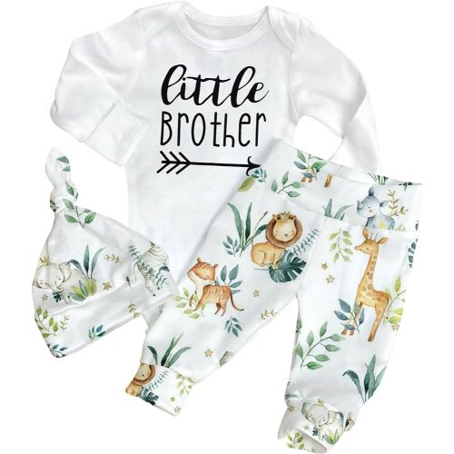 AGAPENG Baby Boy Clothes Newborn Boy Outfits Infant Letter Print Romper Long Pants Hat 3PCS Baby Boy's Clothing