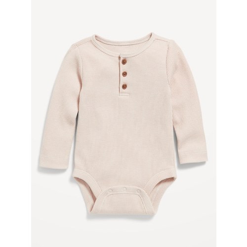 Long-Sleeve Thermal-Knit Henley Bodysuit for Baby