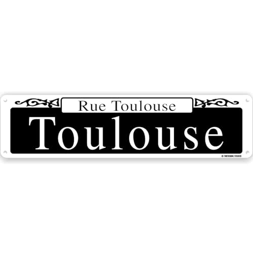 Rue Toulouse New Orleans Theme Street Sign 16" x 4" Tin Wall Decor French Quarter Mardi Gras Big Easy Luisiana Cajun Style Garage Home Bar Decoration (ToulouseStreet)