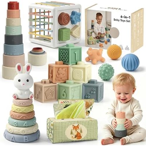 Baby Toys for 6 to 12 Months, 6 in 1 Montessori Toys for 6-8-9-18 Months