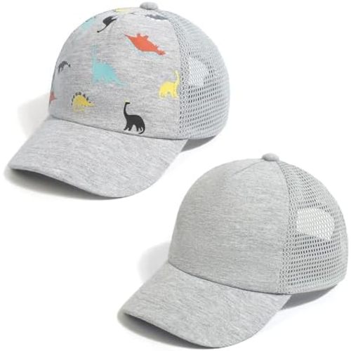 Duoyeree Toddler Baseball Cap Baby Cap Sun hat Print Dinosaur Pattern and Solid Color hat Kids boy Girl Age 0-8t