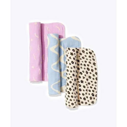 Printed Organic Cotton Muslin Burp Cloth Set GOTS Certified