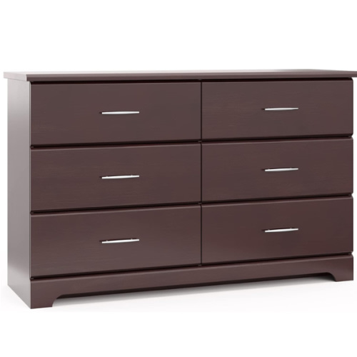 Storkcraft Brookside 6-Drawer Dresser (Espresso) – GREENGUARD Gold Certified, Nursery & Kids Storage, Nursery Essentials, Kids Room Storage, Durable Bedroom Dresser