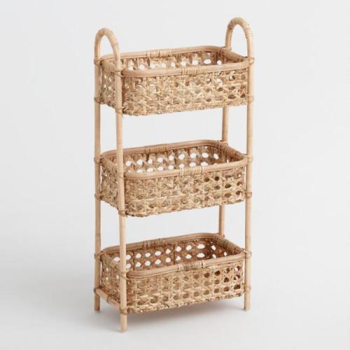 Natural Rattan Cane 3 Tier Farrah Storage Tower