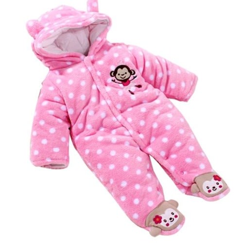 [FBA GET IT SOON]Baby Toddler Velour Winter Autumn Cute Footed Jumpsuit Front Button