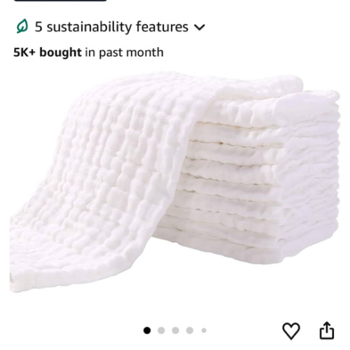 Yoofoss Muslin Burp Cloths for Baby 10 Pack 100% Organic Cotton Baby Washcloths for Boys Girls Large 20''X10'' Super Soft and Absorbent White