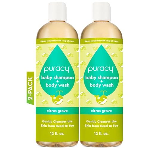 Puracy Shampoo & Body Wash for Children - Perfect Skin, Pure Ingredients with 12 Fruit & Vegetable Extracts for Silky Smooth Skin, Gentle Citrus Grove Aromas, 98.8% from Mother Nature, 12 Fl Oz (2-Pk)