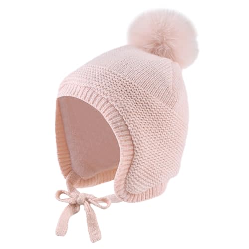 JANGANNSA Basic Winter Baby Boys Beanie Pompom Knitted Girls Hat Kids Earflap Beanies Warm Infant Toddler Hats