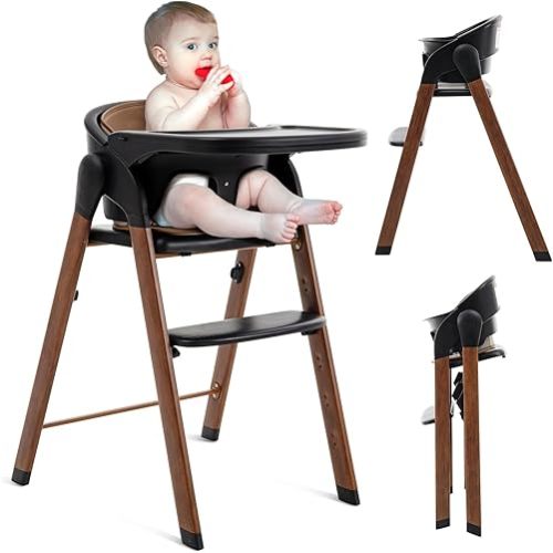 Convertible High Chairs for Babies & Toddlers. 5-in-1 Adjustable High Chair with Removable Tray, Easy to Clean, Portable. 6 Months up to 240 Lb.Black