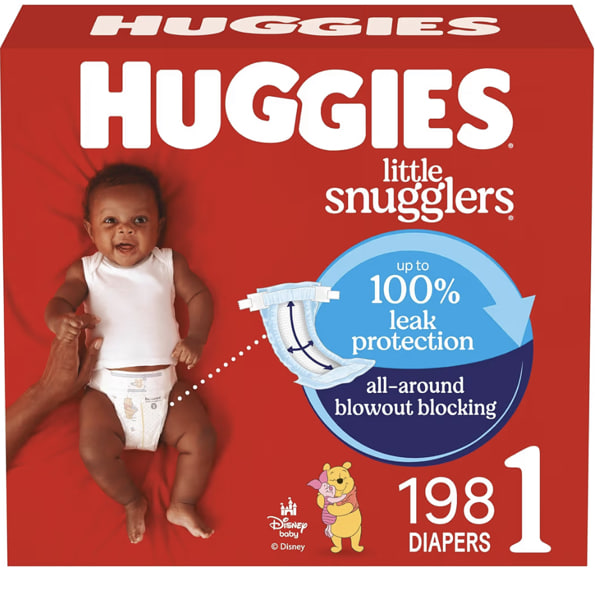 Huggies Size 1 Diapers, Little Snugglers Diapers, Size 1 (8-14 lbs), 198 Count (6 Packs of 33), Packaging May Vary