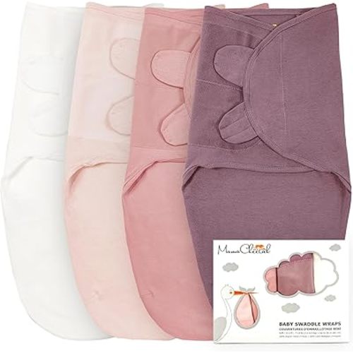 Mama Cheetah Baby Swaddle Sack, Organic Cotton Swaddle Blanket, Adjustable Swaddle Sleep Sacks, Easy Swaddles for Boy Girl 0-3 Month, Baby Essentials, 4-Pack