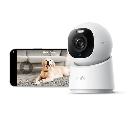 eufy Security Indoor Camera E30, Latest Generation, 4K UHD Security Camera, Pet/Dog/Baby Camera with Phone app, Color Night Vision, Human/Pet Auto Tracking, 360 Coverage, Works with Homekit, White