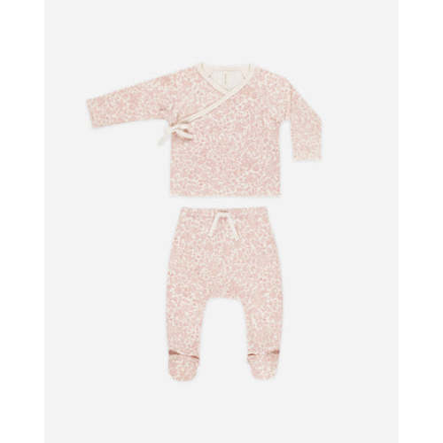 Wrap Top + Footed Pant Set || Pink Blossom