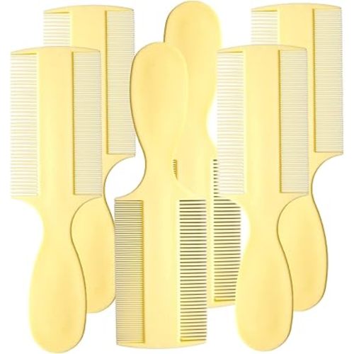Vakly Fine Tooth Comb [Pack of 6] for All Types of Hair, Yellow, Baby Comb and Extra Fine Teeth for Newborn Babies and Infants with Cradle Cap and Adults with Dandruff and Lice