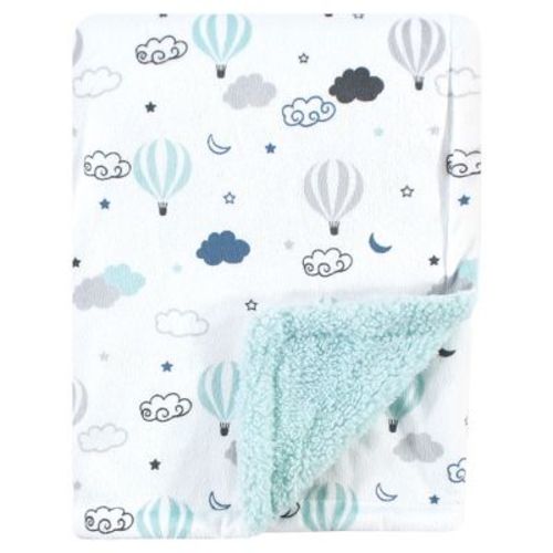 Hudson Baby Infant Plush Blanket With Faux Shearling Back, Hot Air Balloon, One Size