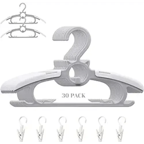 Baby Nursery Closet Hangers, Ultra Thin Non-Slip and Extendable Laundry Infant Pant Hanger for Newborn Clothes 30pcs11“-14‘’ Adjustable Children Coat Hanger for Girl Boy Toddler Kids Child - Gray - 30 pieces