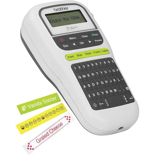 Brother P-Touch Label Maker, PTH110, Thermal Transfer Inkless Pocket Printer, Portable, Lightweight QWERTY Keyboard, One-Touch Keys & Multiple Templates for Home & Office Organization on The go