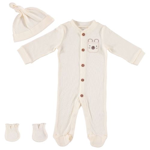 Baby Gear Baby Boy Clothes Matching Hat And Mittens Pajama Set For Sleep And Play 3 Pack Ribbed Size Creamy White6-9m