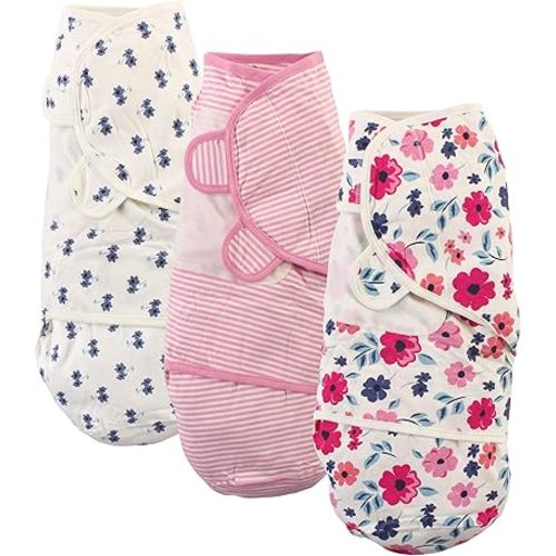 Touched by Nature Unisex Baby Organic Cotton Swaddle Wraps, Garden Floral, 0-3 Months