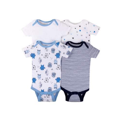 Little Star Organic Baby Boy 4Pk Short Sleeve Bodysuits, Size Preemie-24M