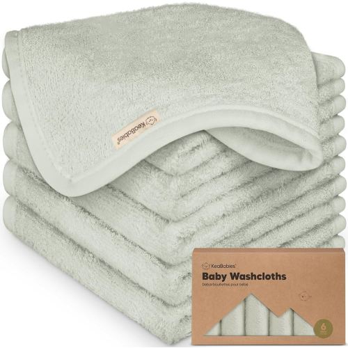 6-Pack Soft Baby Washcloths, Viscose from Bamboo - Kids, Newborn Bath Towels, Infant Shower, Toddler Reusable Face Towel, Gentle on Skin, Face Wash Cloths for Babies, 10x10 (Dove)