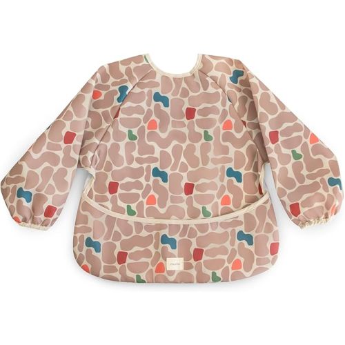 mushie Long Sleeve Baby Bib | Water Resistant Adjustable Fit for Ages 6-24 Months