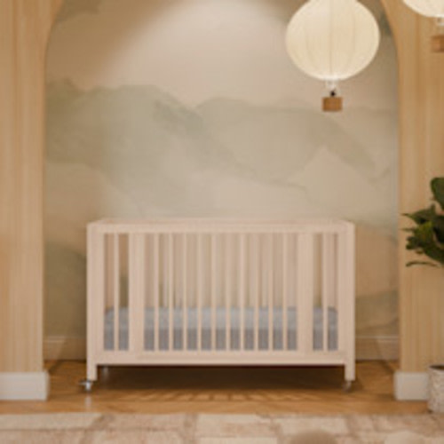 babyletto Rolli 9-in-1 Convertible All-Stages Crib with Bassinet & Toddler Bed Conversion Kits - Washed Natural