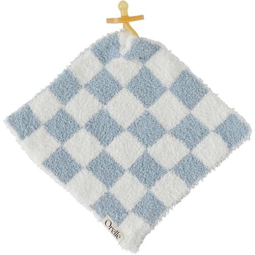 Orelle Checkered Baby Pacifier Lovey Blanket | Blue