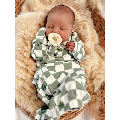 Matcha Milkshake Checkerboard / Organic Gown