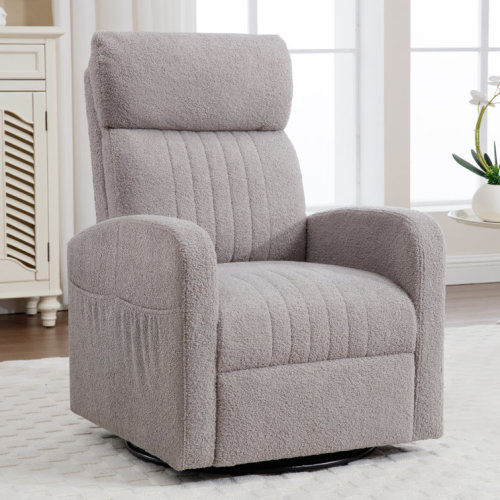 Deaja 28" Upholstered Swivel Rocker Glider Nursery Chair with High Back