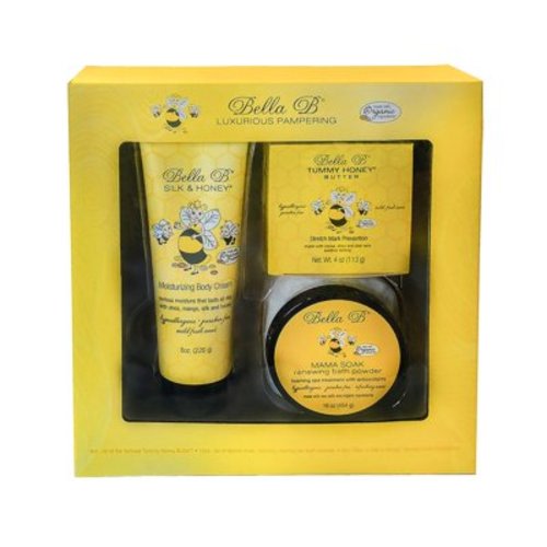 BELLA B 3-Piece Gift Set - Pregnancy Gifts For First Time Moms - Pregnant Mom Gifts - Mom To Be Gifts - Pregnancy Gift Basket - Sitz Bath Soak - Honey Tummy Butter - Silk And Honey Moistur