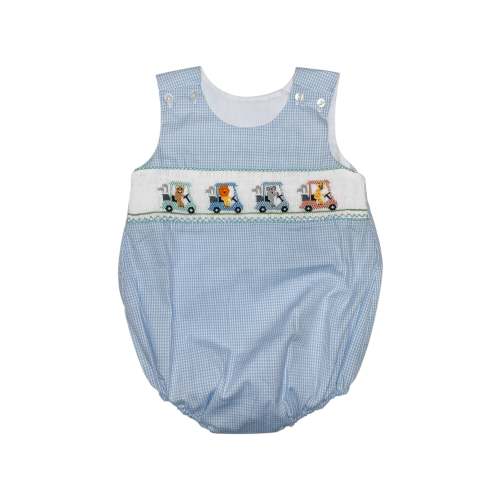 Lulu Bebe GACR Smocked Sleeveless Boy Bubble CAM-12 5202
