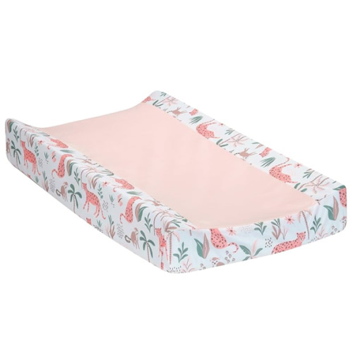 Lambs & Ivy Enchanted Safari Animals Pink/White Jungle Changing Pad Cover